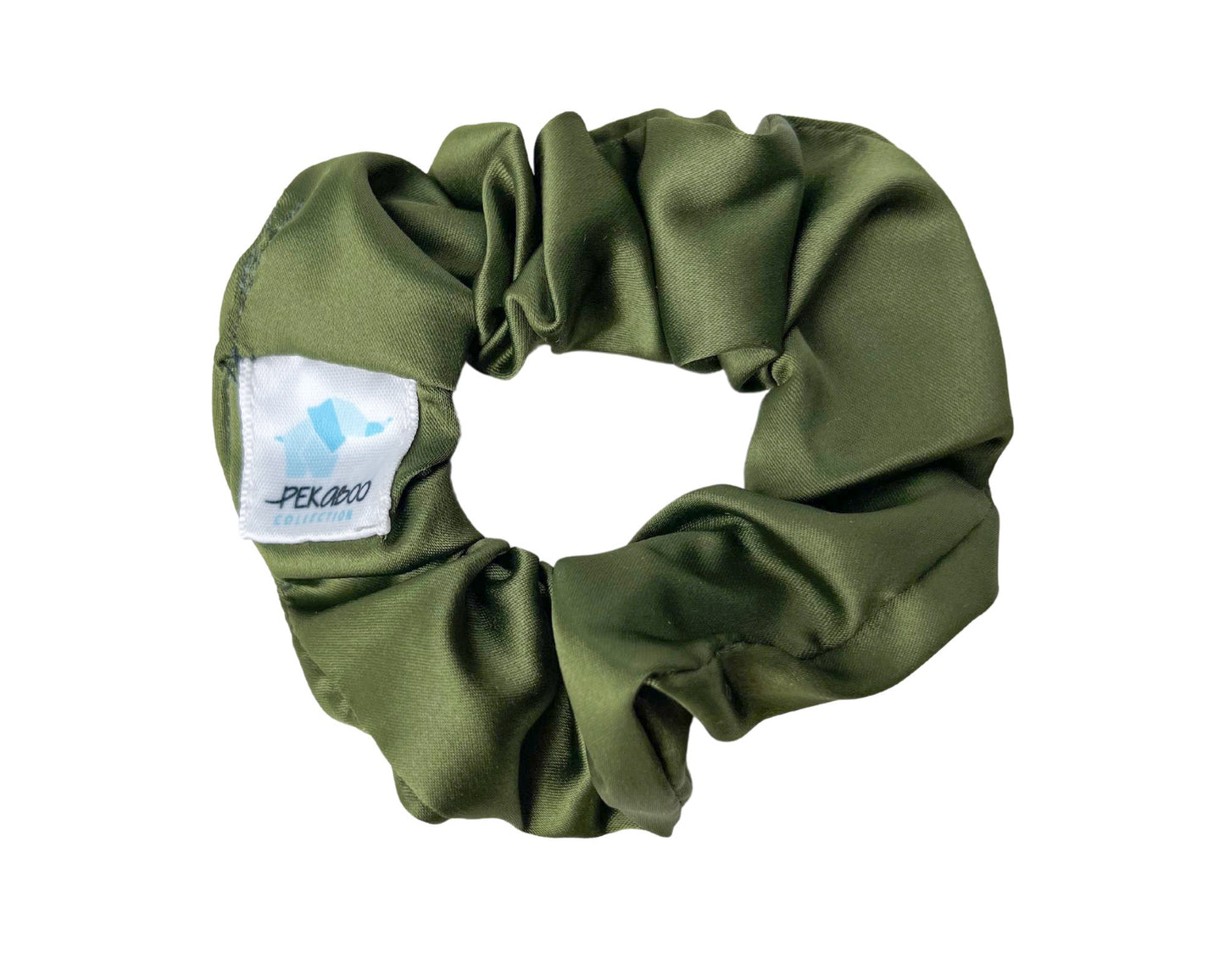 Chouchou élastique pour cheveux - Satin vert militaire
