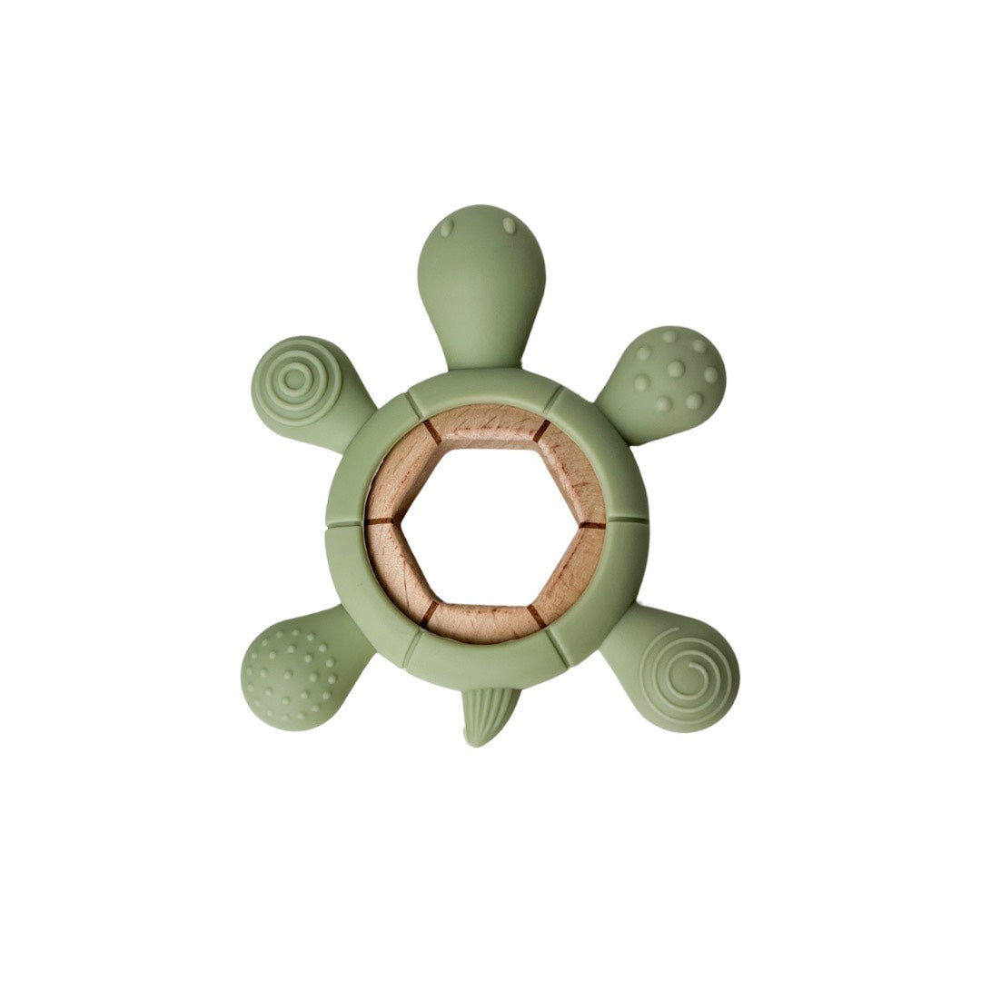 Jouet de dentition bois - Tortue verte