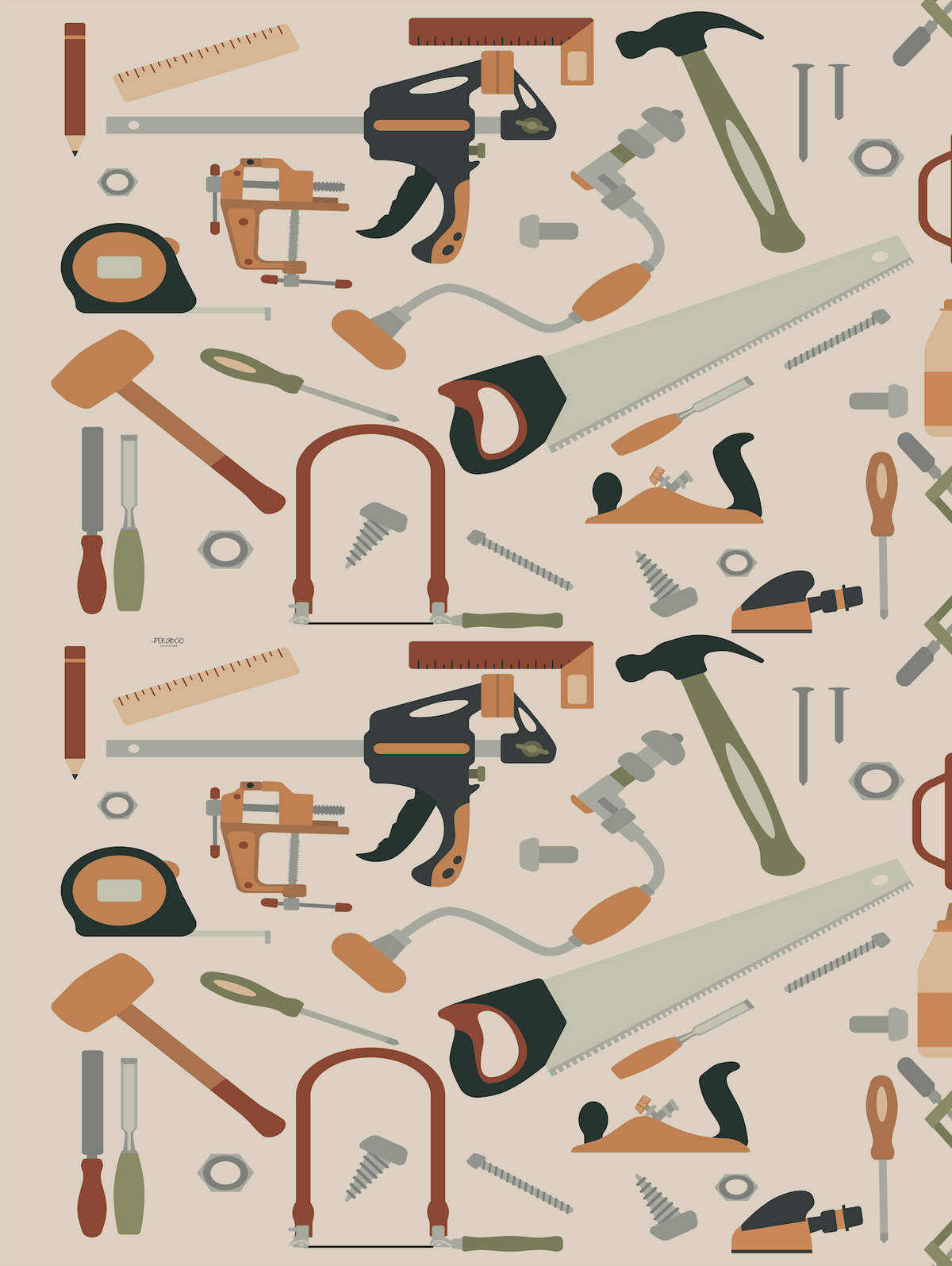 Couverture minky - Outils de construction beiges