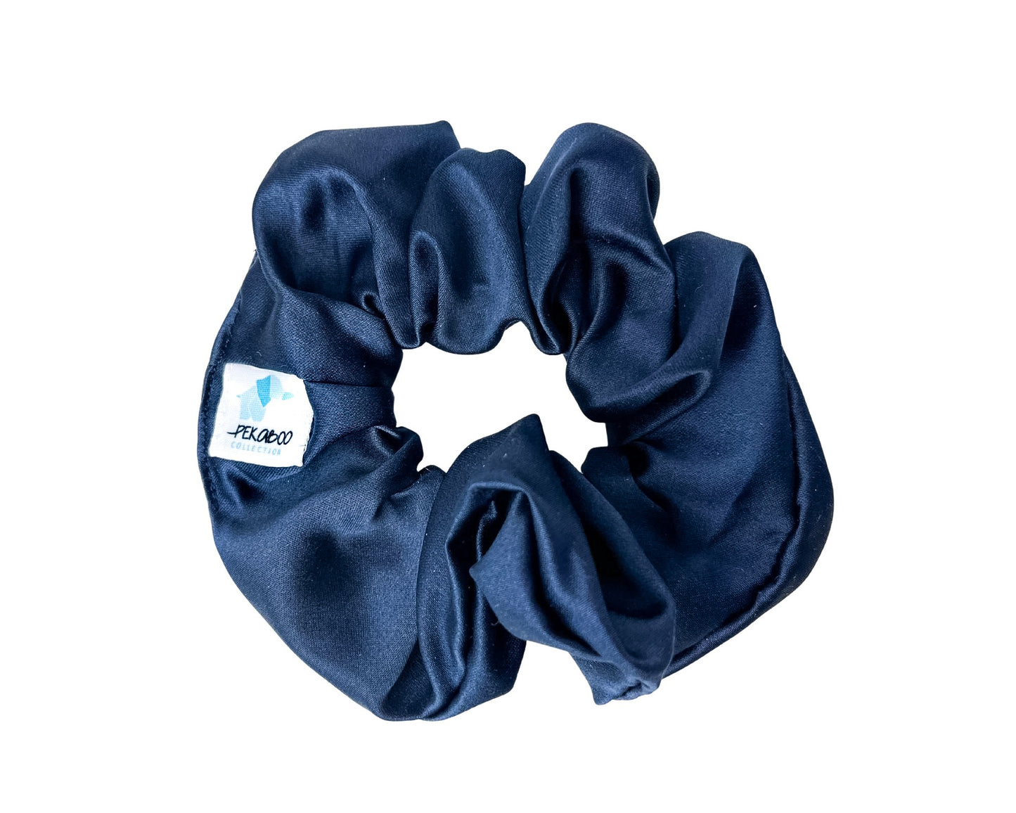 Chouchou élastique pour cheveux - Satin bleu marin