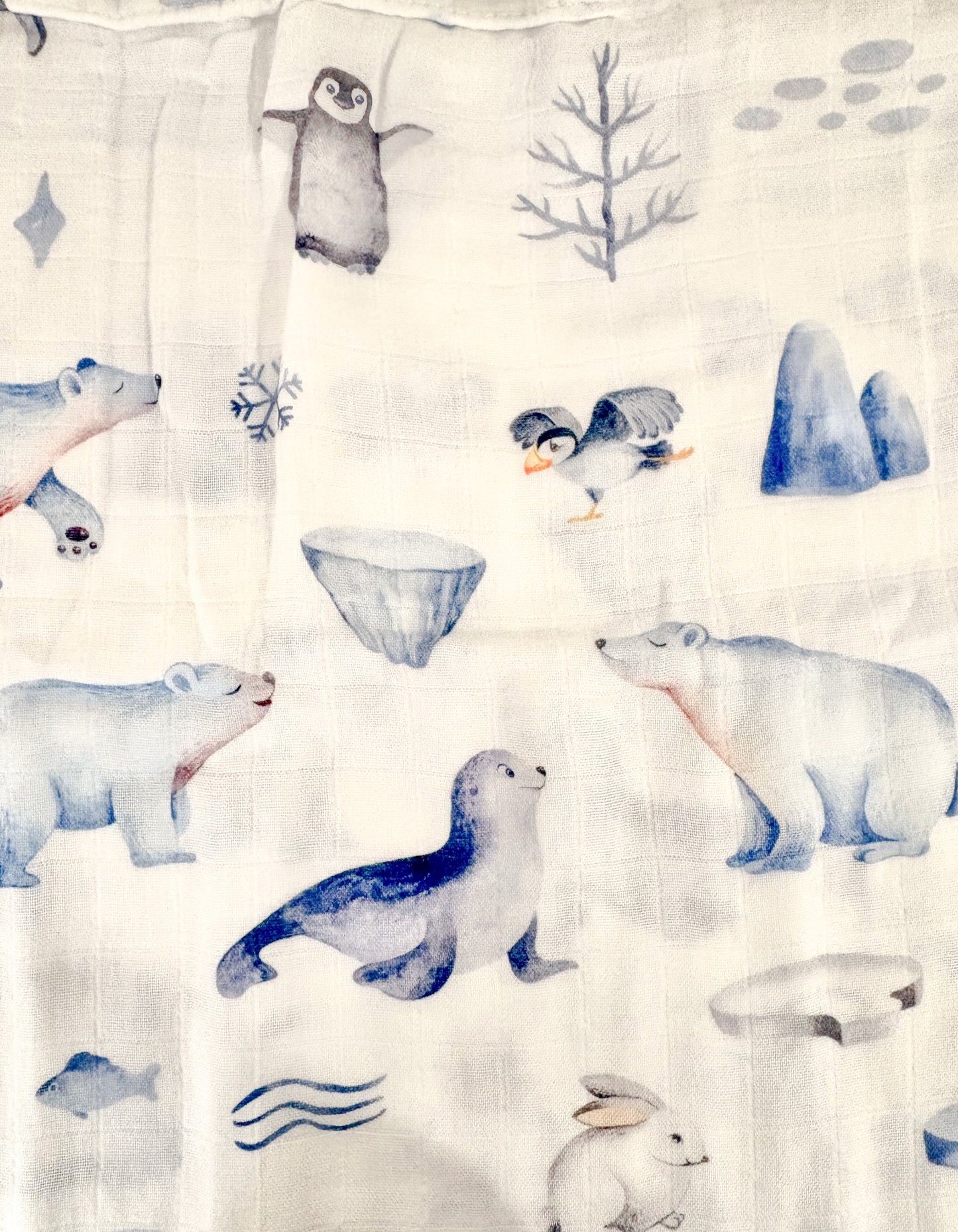 Couverture mousseline de bambou - Pingouin loutre ours polaire phoque