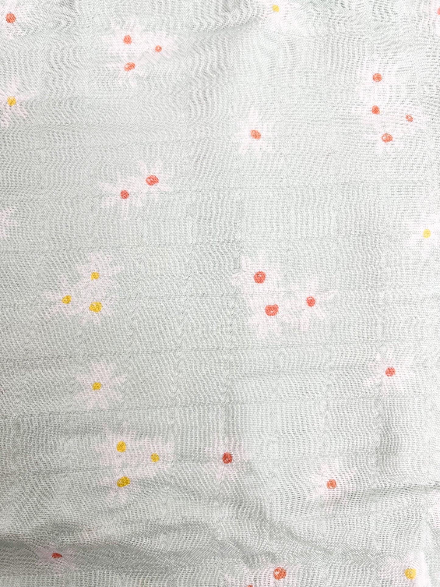 Couverture mousseline de bambou - Petites marguerites menthe