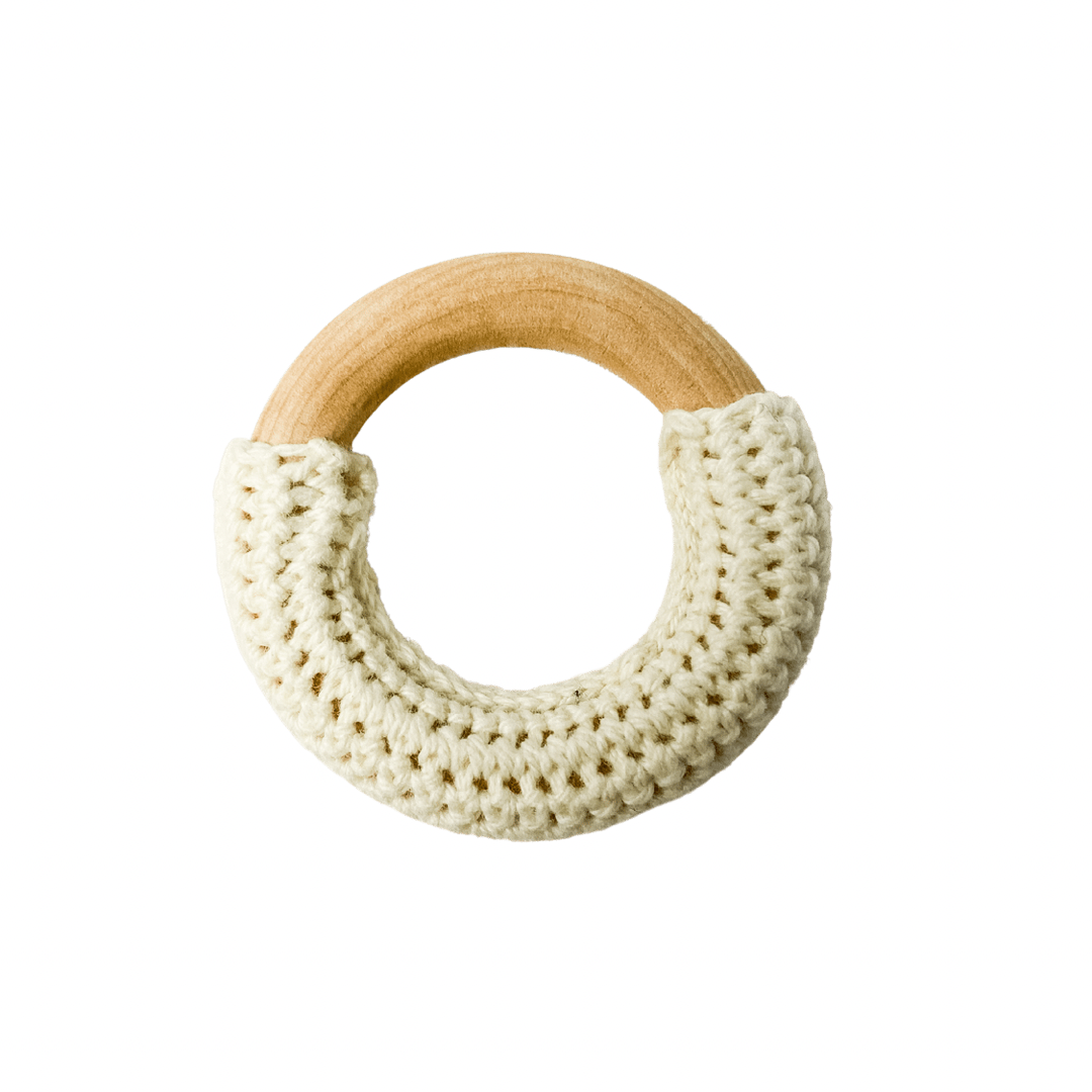Jouet de dentition -Anneau tricot beige ou noir