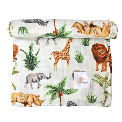 Couverture mousseline de bambou - Animaux