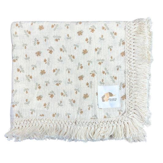 Couverture mousseline avec franges - Douceur printannière