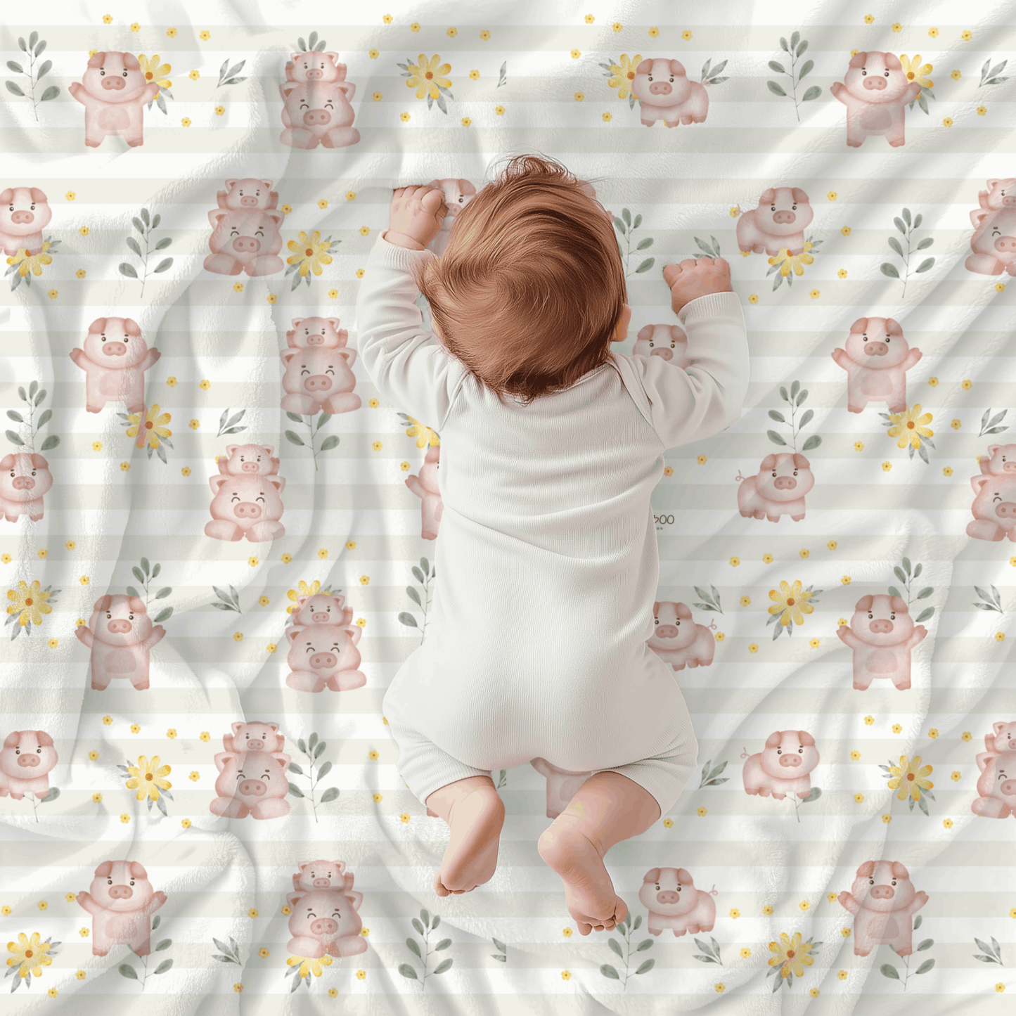 Couverture magiks - Petit cochon rose bold stripes