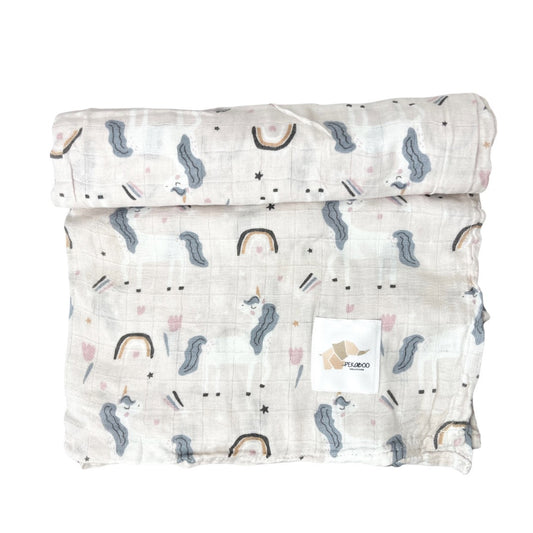 Couverture mousseline de coton - Licornes