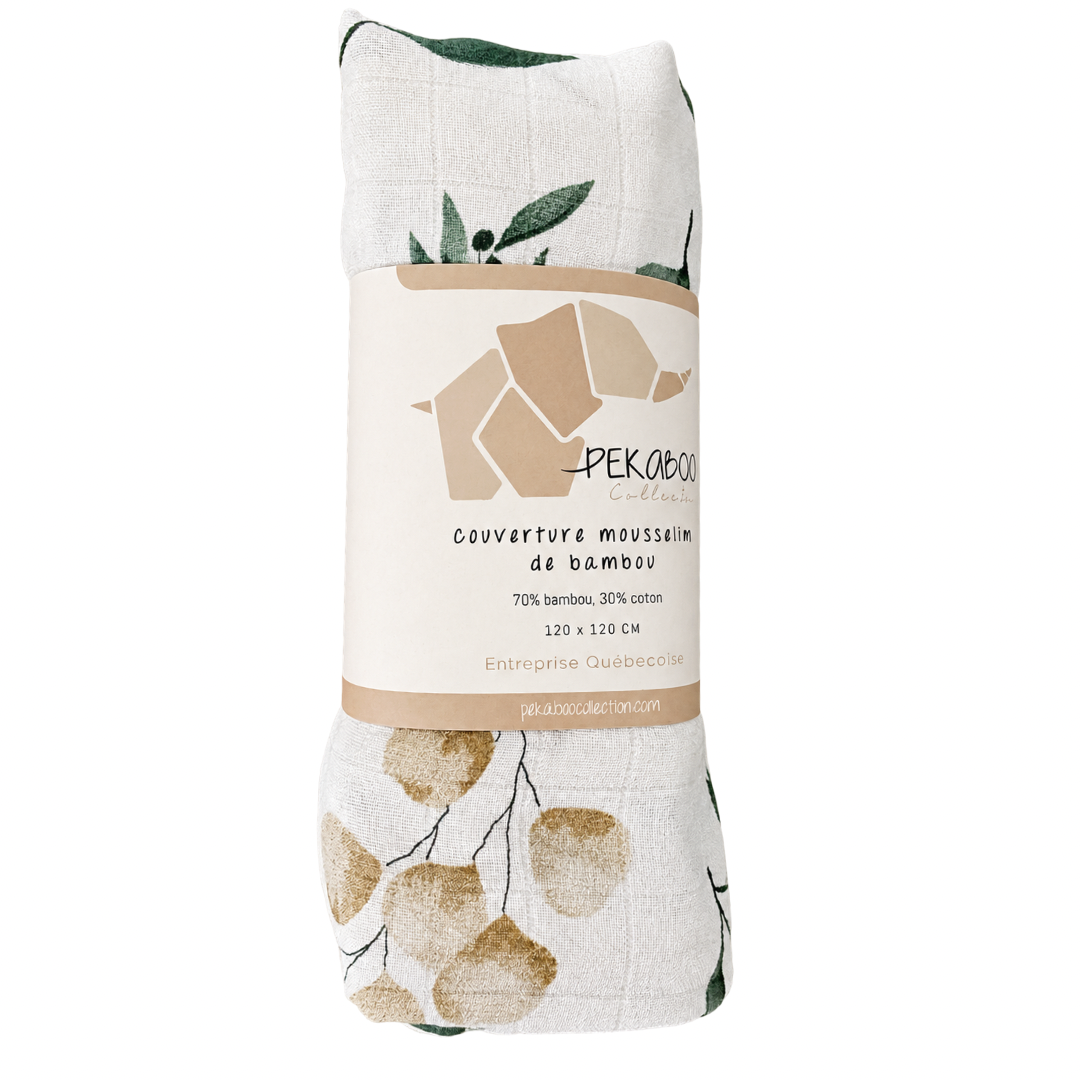 Couverture mousseline de bambou - Eucalyptus