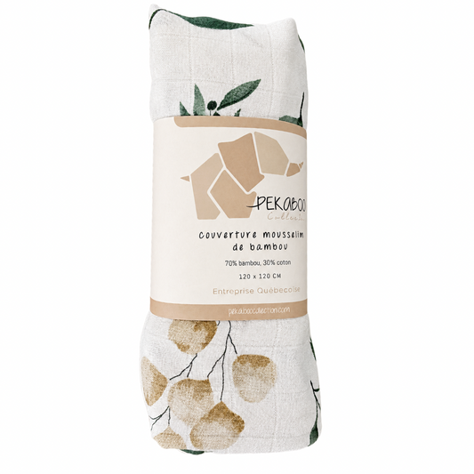 Couverture mousseline de bambou - Eucalyptus