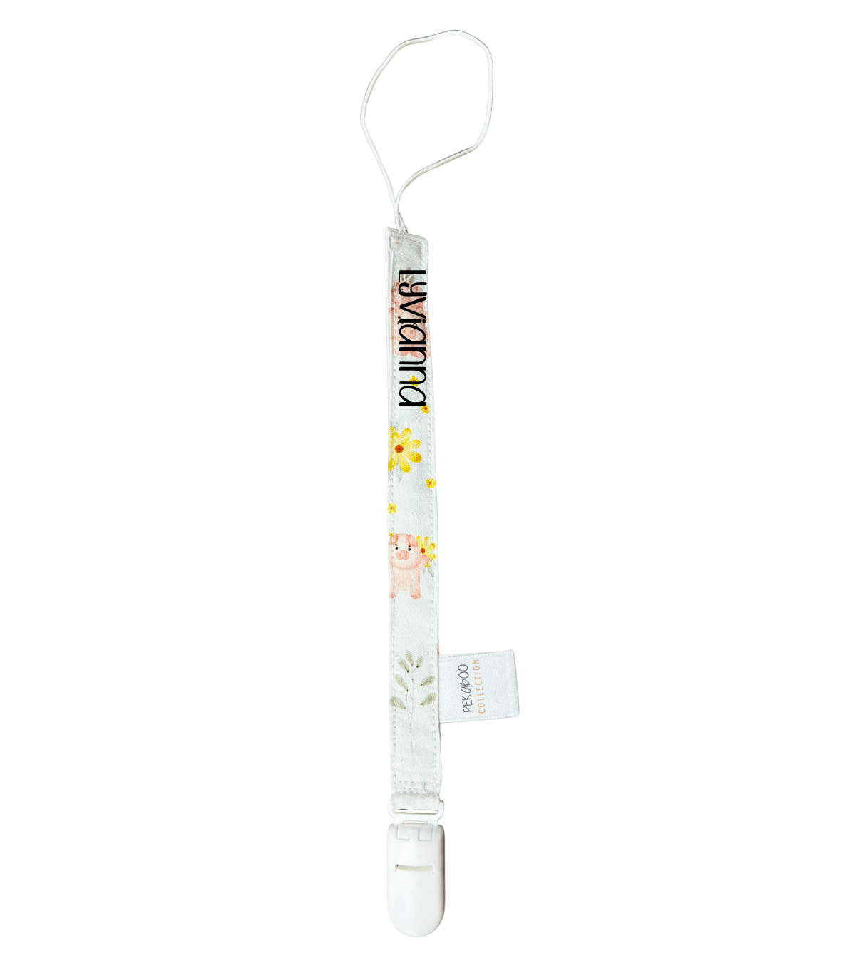 Attache-suce personnalisé - Petit cochon rose (Blanc)