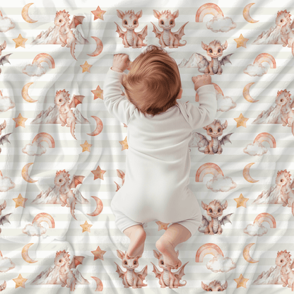 Couverture magiks - Dragons rose bold stripes