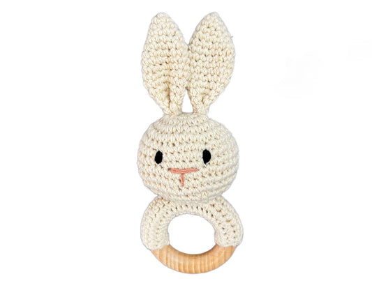 Hochet bois et crochet - Lapinet beige