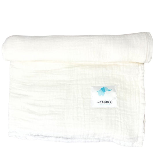Couverture mousseline de coton - Uni blanc
