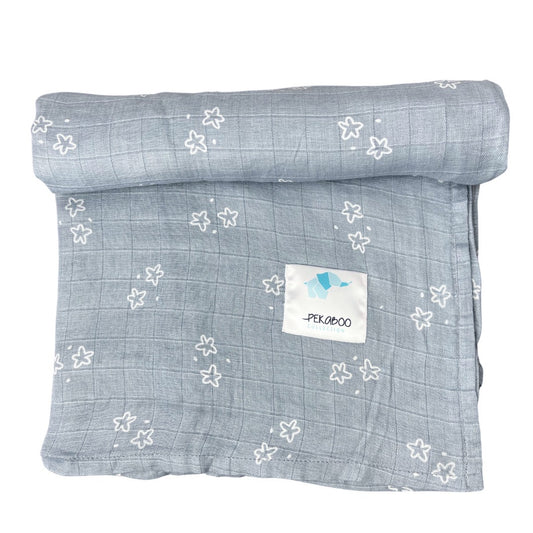 Couverture mousseline de coton - Doux denim