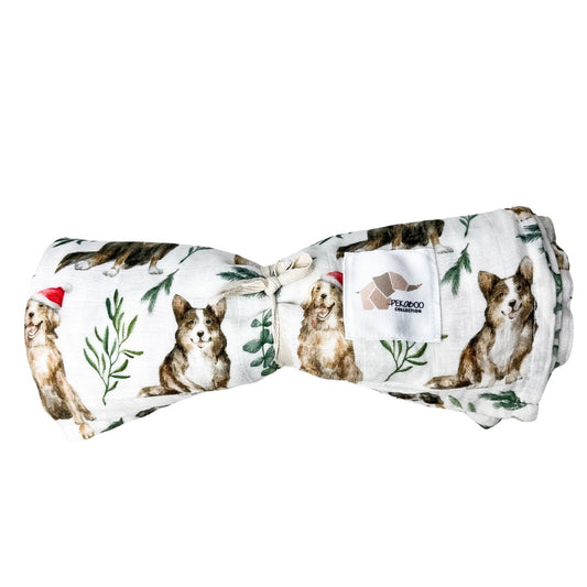 Couverture mousseline de bambou - Chiens de Noël