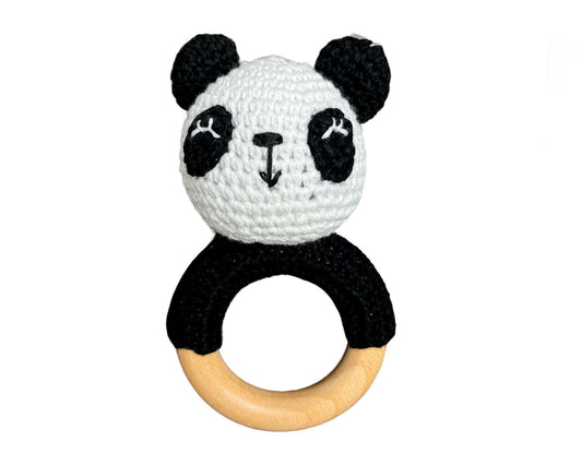 Hochet bois et crochet - Panda