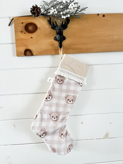 Bas de noël personnalisé - Ourson beige