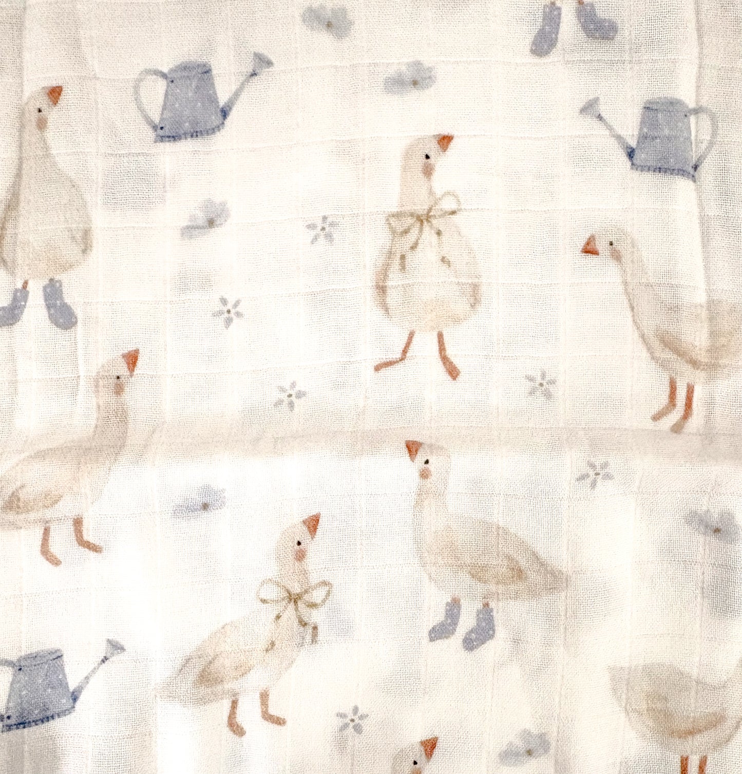 Couverture mousseline de bambou - Canards avec boucles