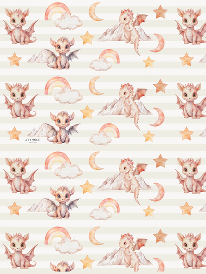 Couverture magiks - Dragons roses bold stripes