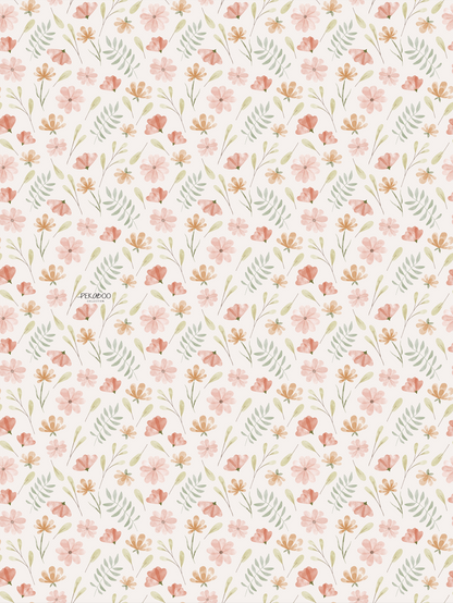 Couverture magiks - Fleuri pastel rose et rust