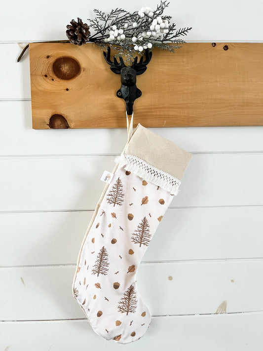Bas de noël personnalisé - Sapins boho