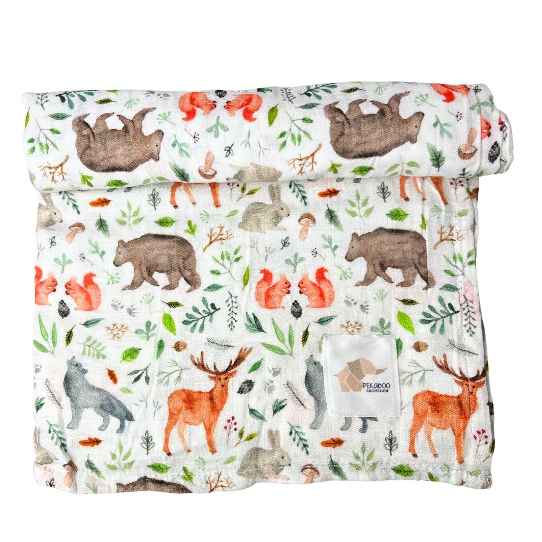 Couverture mousseline de bambou - Animaux de la nature
