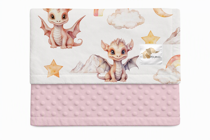 Couverture minky - Dragons roses
