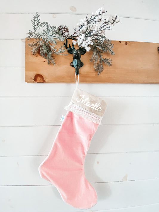 Bas de noël personnalisé - Uni rose
