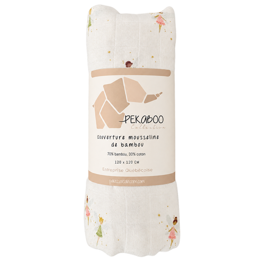 Couverture mousseline de bambou - Petites fées