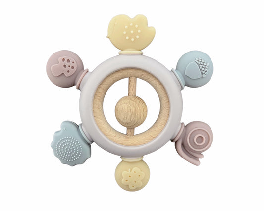 Jouet de dentition bois - Gouvernail rose