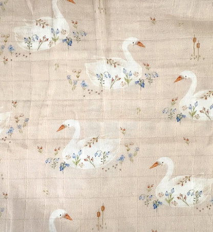 Couverture mousseline de bambou - Cygne et quenouille