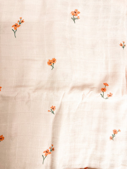 Couverture mousseline de bambou - Pétale orangée