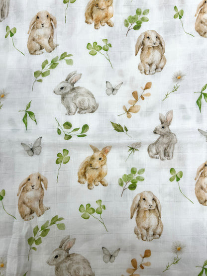 Couverture mousseline de bambou - Doux lapins2