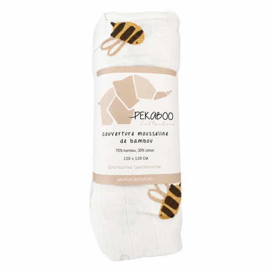 Couverture mousseline de bambou - Petite abeille