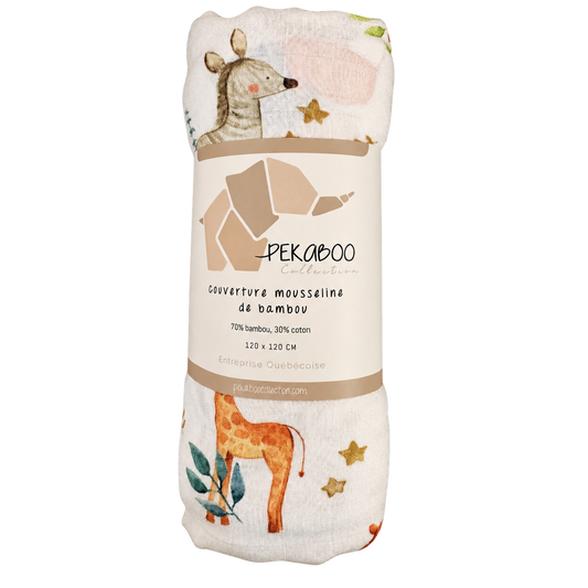 Couverture mousseline de bambou - Zoo emeraude