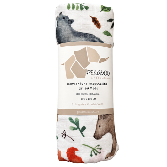 Couverture mousseline de bambou - Animaux de la nature