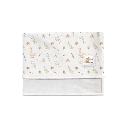 Couverture magiks - Oies et fleurs rust