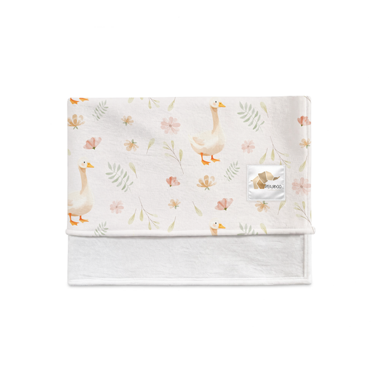 Couverture magiks - Oies fleuri pastel rose et rust