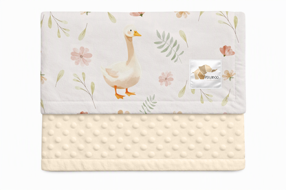 Couverture minky - Oies fleuri pastel rose et rust