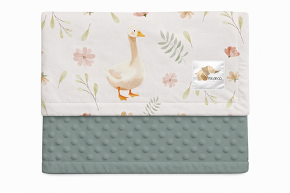 Couverture minky - Oies fleuri pastel rose et rust