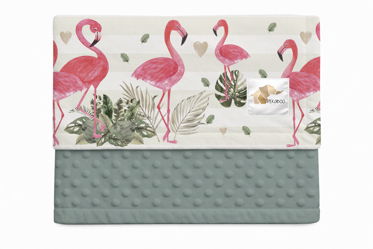 Couverture minky - Petits flamants rêveurs bold stripes