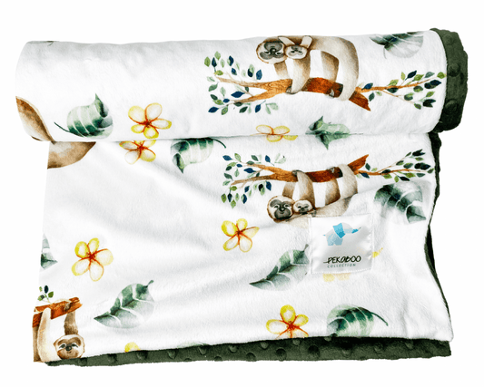 Couverture minky - Paresseux vert