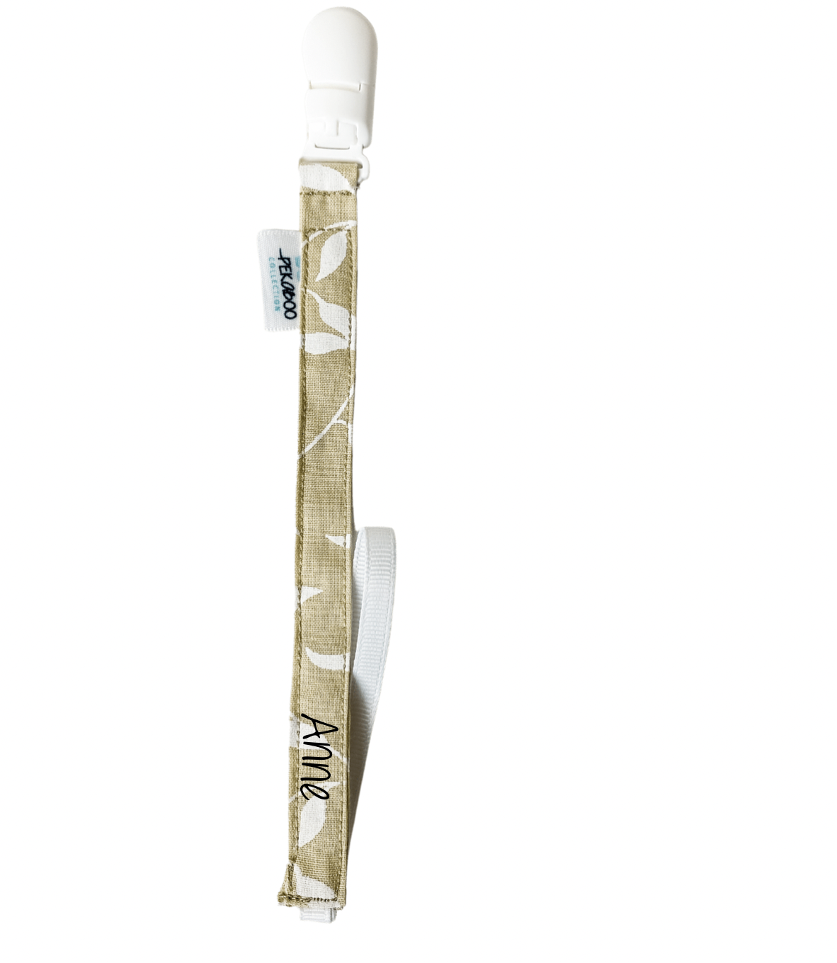 Attache-suce personnalisé - Feuillus beige & blanc  (Blanc)