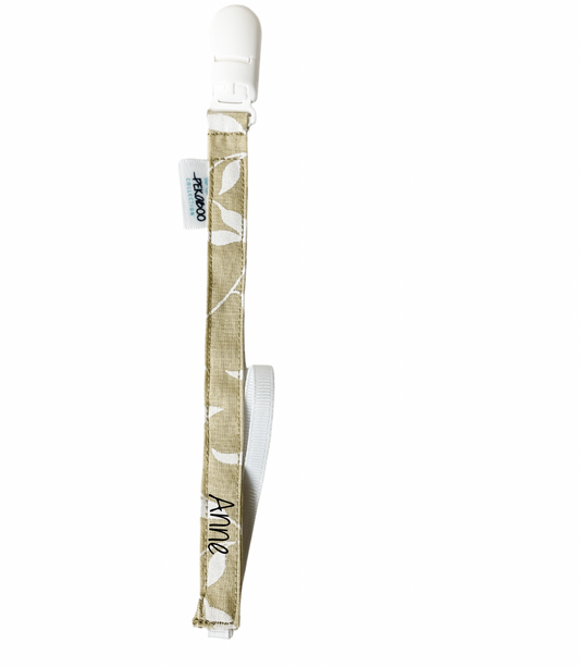 Attache-suce personnalisé - Feuillus beige & blanc  (Blanc)