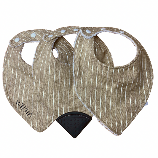 Bavoir - Ligné beige