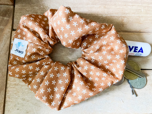 Chouchous à zip pochette - Brun avec motif blancs