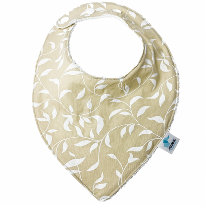 Bavoir - Feuillus beige et blanc