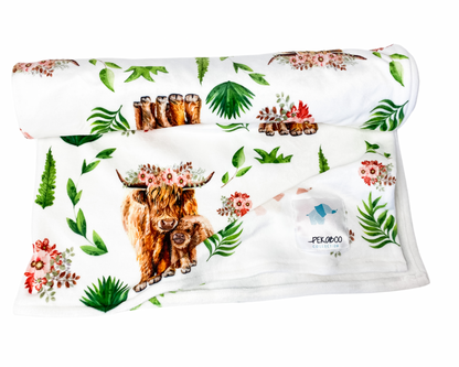 Couverture magiks - Vaches highland blanc