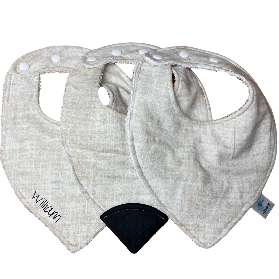 Bavoir - Beige et blanc
