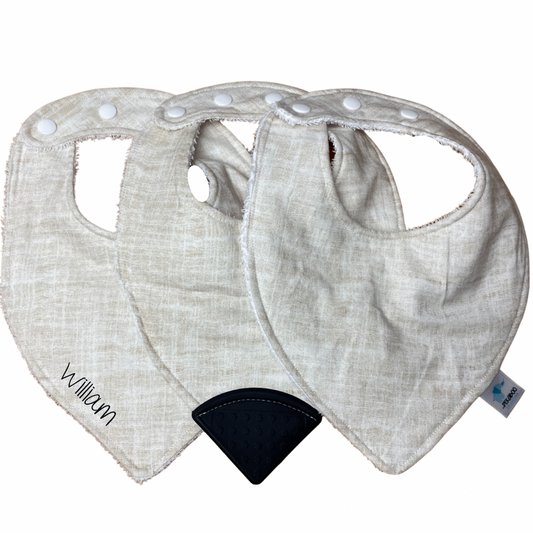 Bavoir - Beige et blanc
